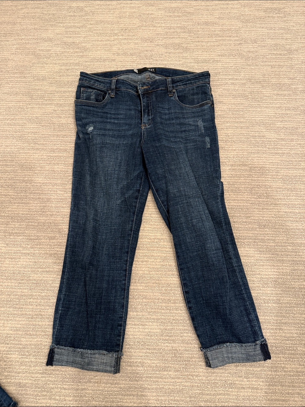 Kut from the Kloth Dark Blue Amy Crop Straight Leg Jeans
